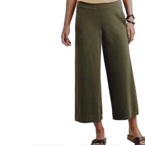 J. Jill Capri Pants Trousers 100% Cotton Moss Green Pull On Pockets XSP S Petite